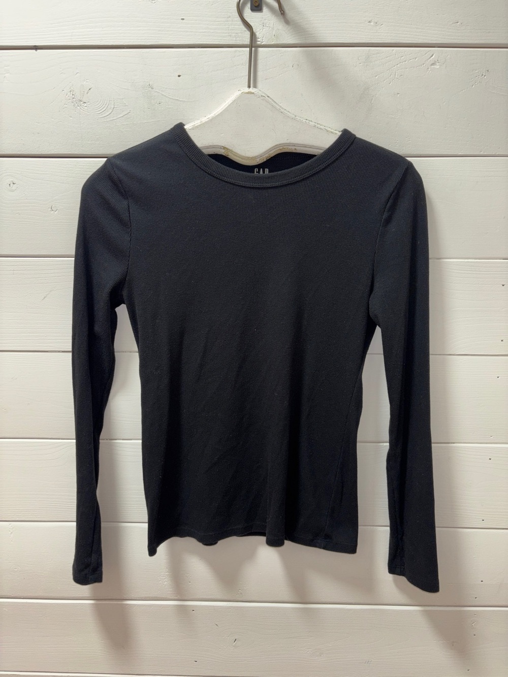 Gap Black Ribbed Long Sleeve Top – Size M